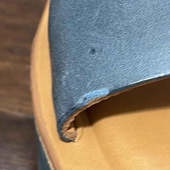 Kork Ease Cork Wedge Open Toe Leather Slide Platform Blue Sandals Sz 9 - Picture 16 of 17